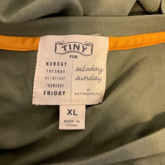 Tiny for Saturday/Sunday T-Shirt Dress XL Green Contrast Handkerchief Trim - Picture 12 of 12